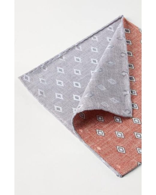 Brunello Cucinelli White Silk Pocket Square With Pattern for men