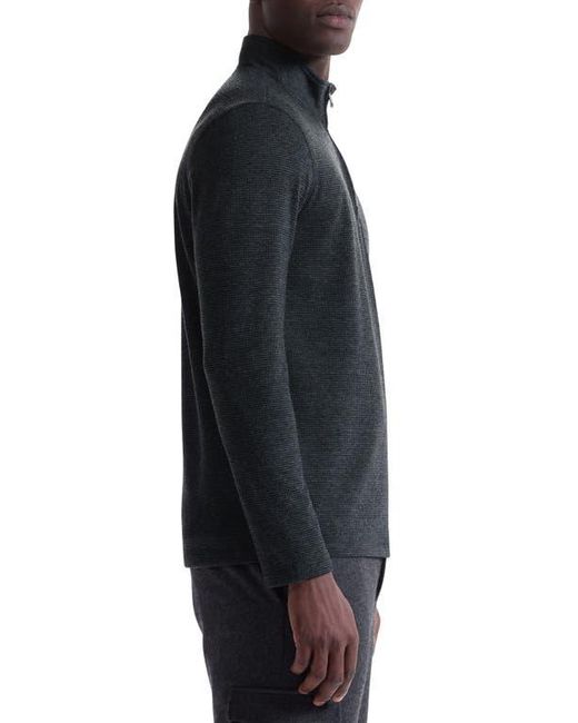 Bugatchi Blue Houndstooth Patern Quarter Zip Top for men
