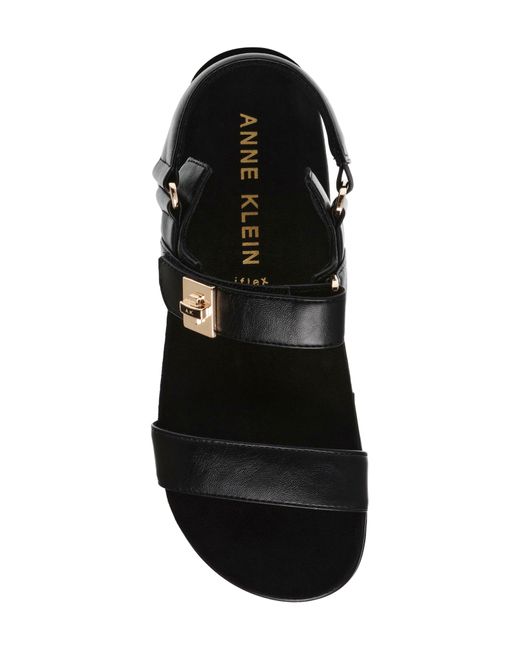 Anne Klein Black Violette Slingback Platform Wedge Sandal