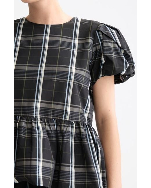 Scotch & Soda Black Check Taffeta Top