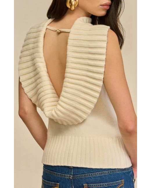 Cult Gaia Blue Chen Cowl Neck Wool Blend Top