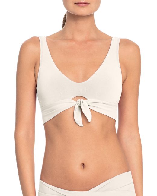 Robin Piccone White Ava Knot Front Bikini Top