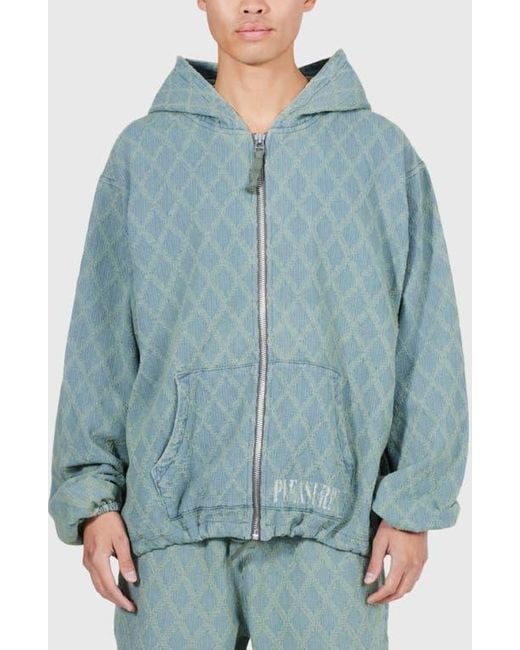 Pleasures Diamond Jacquard Zip Hoodie in Blue for Men | Lyst