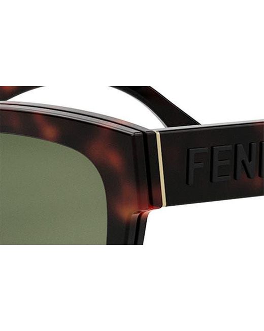 Fendi Green Signature 50mm Rectangular Sunglasses for men