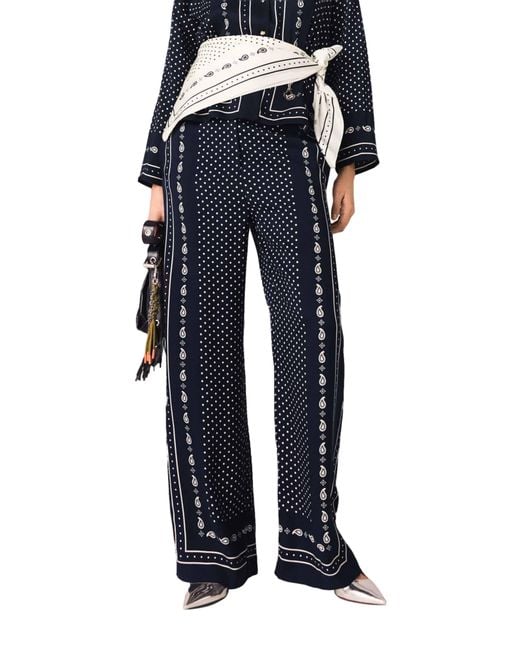 Maje Blue Printed Fluid Trousers