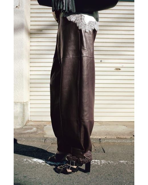 Mango Black Button Hem Leather Pants