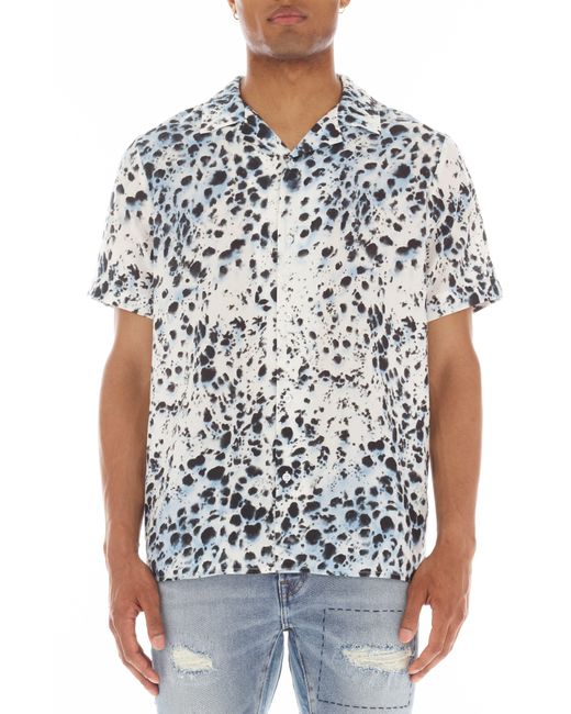 Cult Of Individuality Animal Spot Short Sleeve Cotton Button-up Shirt ...