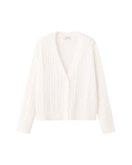 Mango Multicolor Cable V-Neck Cardigan