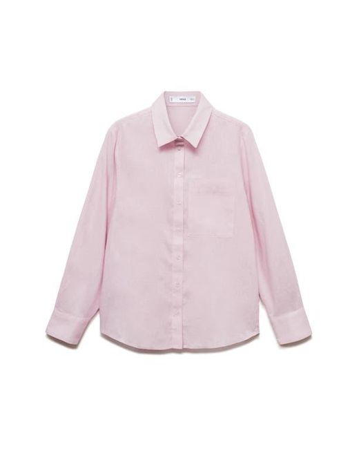 Mango Pink Lino Linen & Cotton Button-Up Shirt