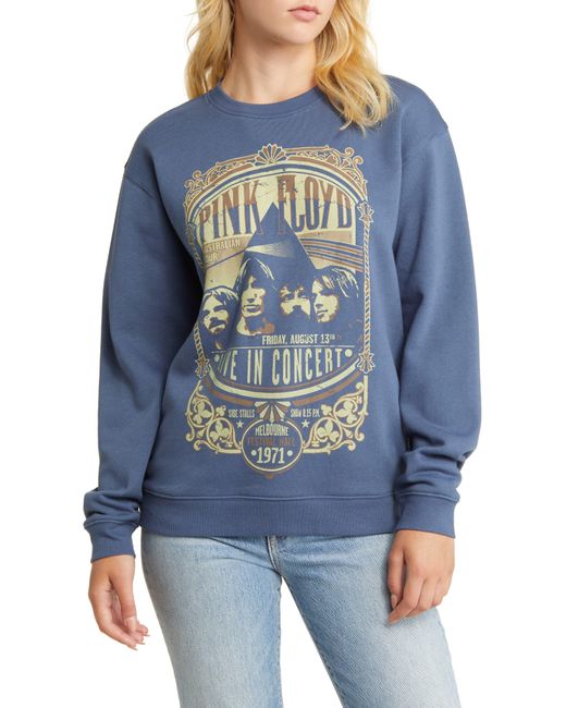 THE VINYL ICONS Blue Pink Floyd Concert Graphic Sweatshirt