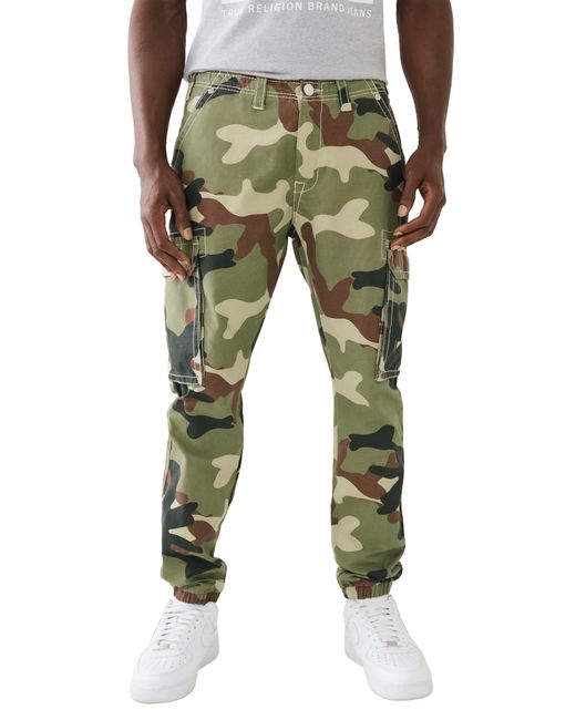 True Religion Green Big T Camouflage Cargo joggers for men