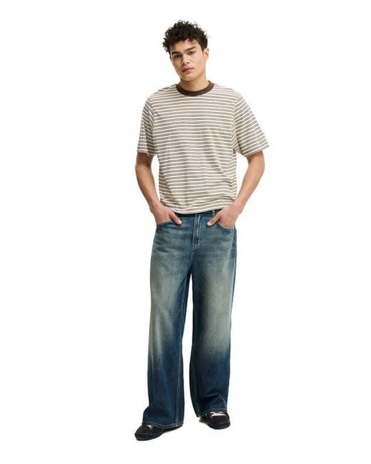 Cotton On Blue Cropped Fit T-Shirt for men