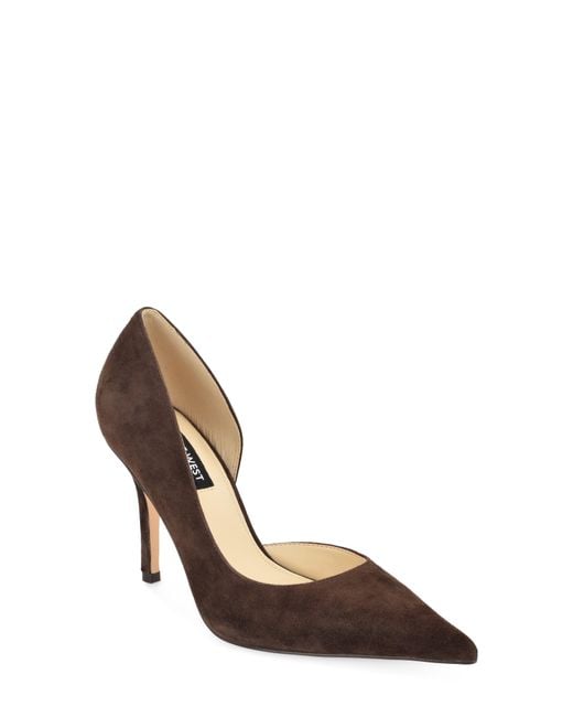 Nine West Brown Grezza Pointed Toe Half D'Orsay Pump