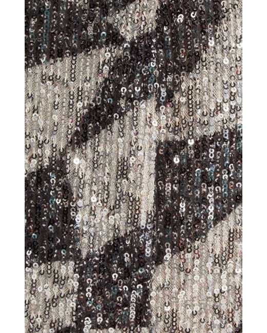 St. John White Cubist Sequin Gown