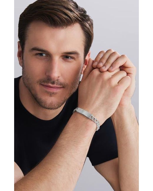 Lagos White Anthem Id Curb Chain Bracelet for men