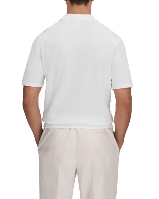 Reiss White Fortune Cable Cotton Polo Sweater for men