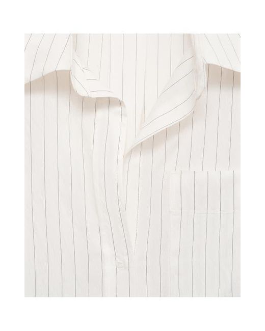 Mango White Stripe Sheer Long-Sleeve Button-Up Shirt