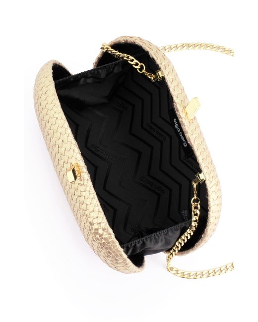 Olga Berg Natural Lucia Woven Oval Frame Clutch