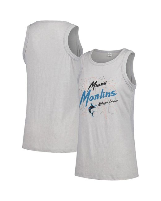 Soft As A Grape Gray Miami Marlins Gauze High Neck Tank Top At Nordstrom