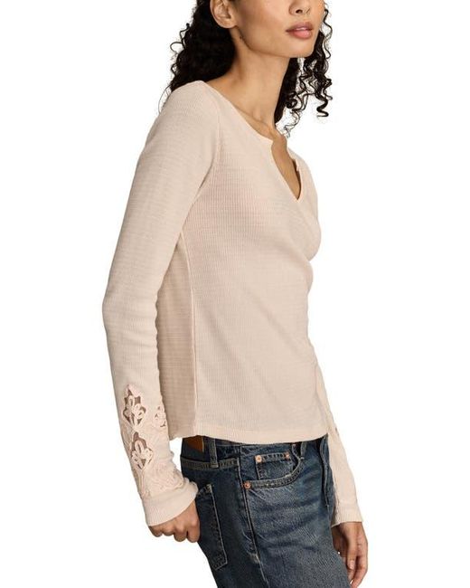 Lucky Brand Natural Cutwork Detail Cotton Rib Top