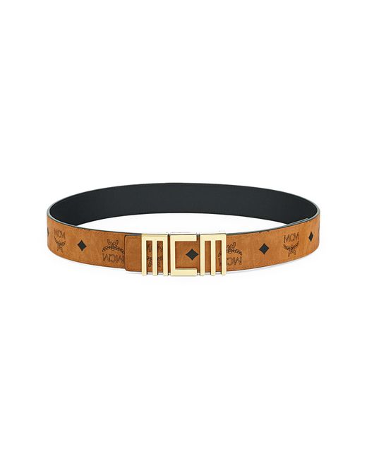 MCM Reversible Leather Logo Buckle Belt for Men Lyst