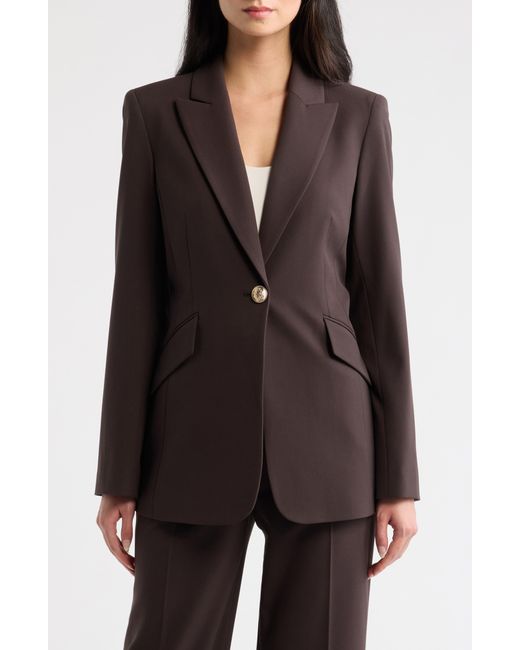 Tahari Brown One-Button Blazer