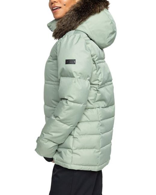 Roxy Green Quinn Insulated Puffer Coat With Removable Faux Fur Trim