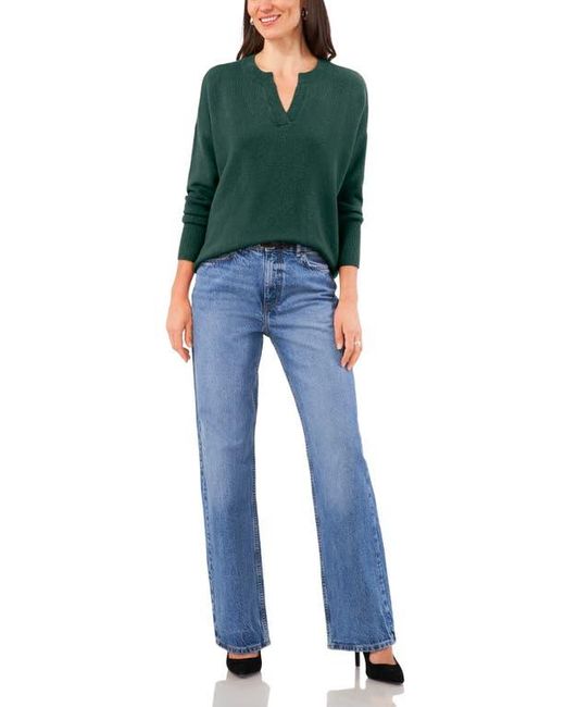 Vince Camuto Green Drop Shoulder V-Neck Sweater