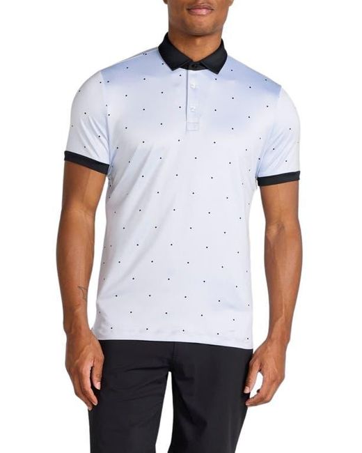 Redvanly White Ramey Dot Print Performance Golf Polo for men
