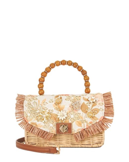 Dune Metallic Blooms Raffia Bag