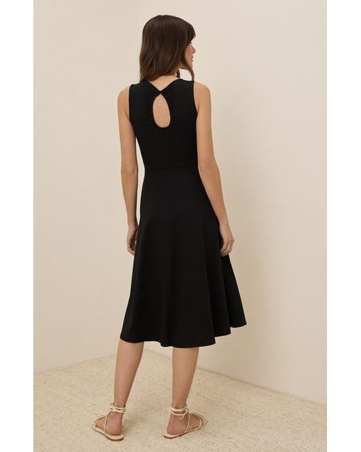 green emerald velvet dress Focus by Shani — Flutter Sleeve Keyhole Dress in Black main image 1