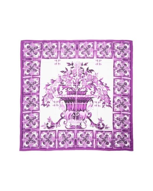 Dolce & Gabbana Women's Purple Mediterraneo Square Silk Scarf