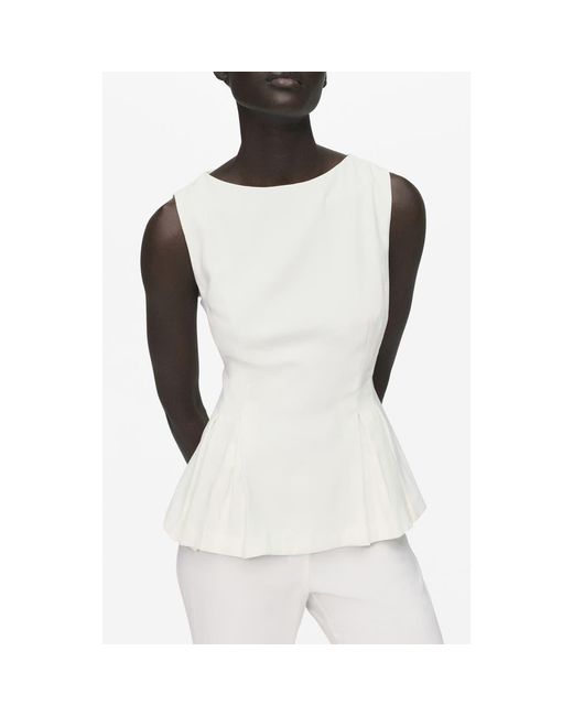 Mango White Sleeveless Peplum Top