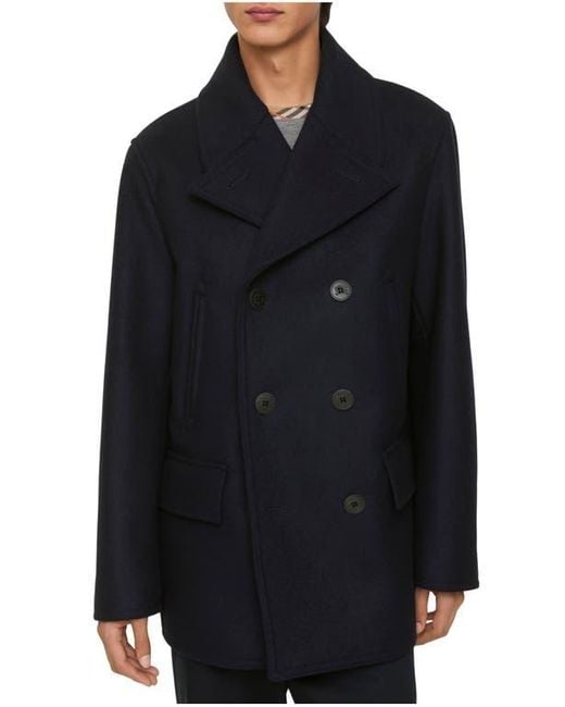 Burberry Blue Wool Pea Coat for men