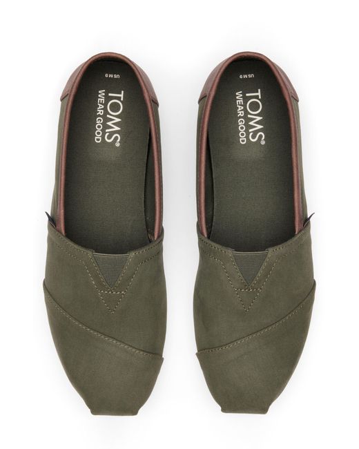 TOMS Green Alpargata Faux Leather Trim Slip-on Sneaker for men