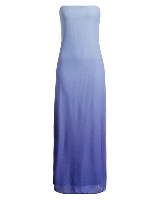 Jump Apparel Purple Metallic Ombré Strapless Gown