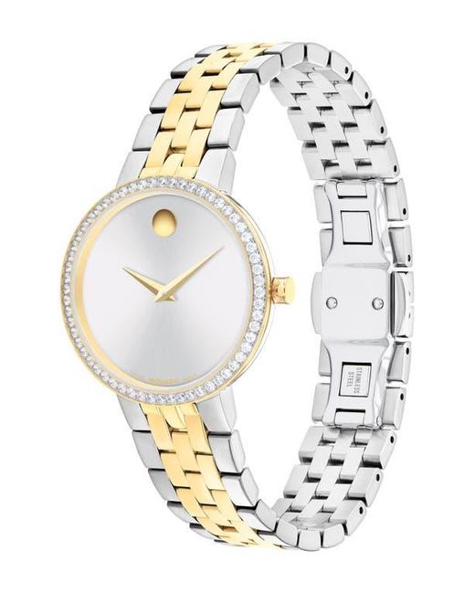 Movado Metallic Museum Classic Lab Grown Diamond Bracelet Watch, 29.5Mm