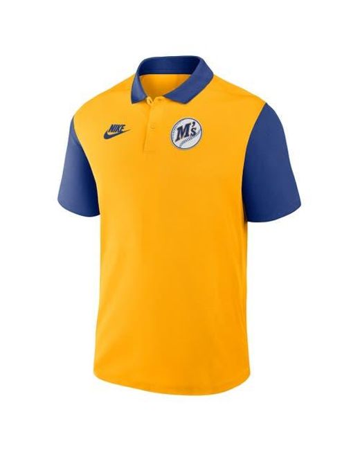 Nike Orange Royal Seattle Mariners Cooperstown Collection Color-Block Victory Performance Polo for men