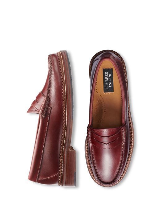 G.H.BASS Red G. H.bass Whitney 1876 Weejuns Penny Loafer