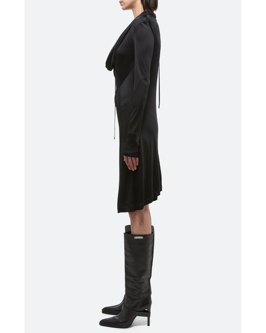 Helmut Lang Black Cowl Neck Long Sleeve Dress