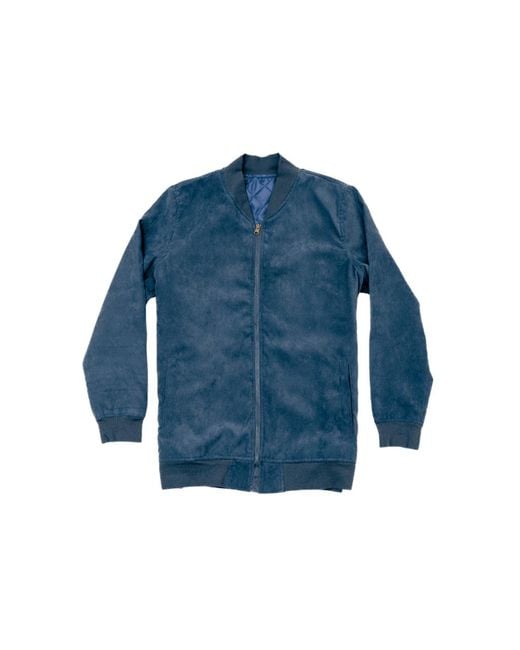 Dapper Boi Blue Microfiber Suede Bomber Jacket for men