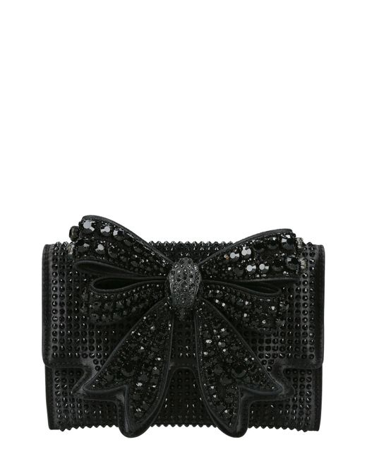 Kurt Geiger Black Shoreditch Crystal Embellished Bow Wallet On A Chain