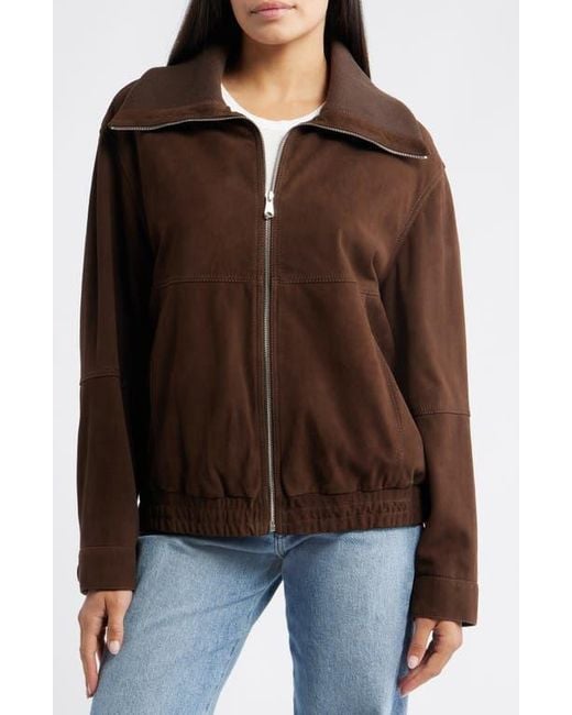 Bernardo Black Oversize Suede Bomber Jacket