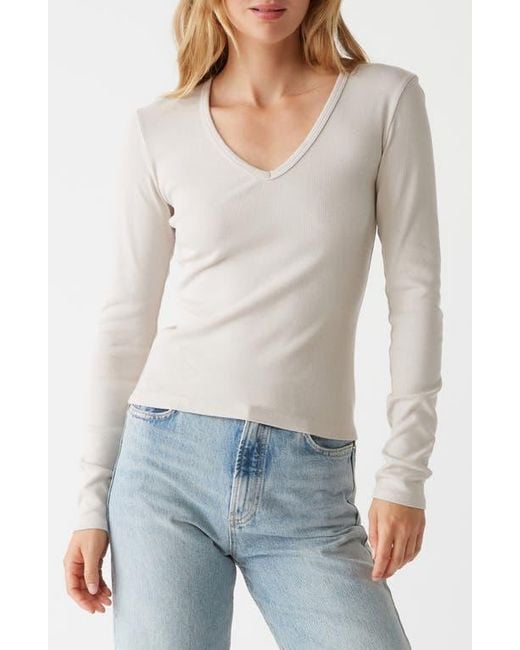 Michael Stars Women's White Remi V-Neck Rib Top