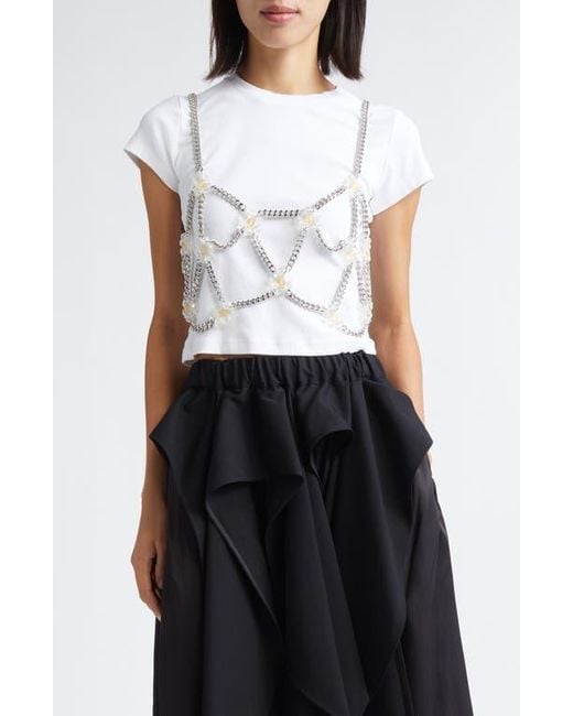 noir kei ninomiya クリアハーネス Noir Kei Ninomiya Beaded Floral Chain Harness in Metallic | Lyst