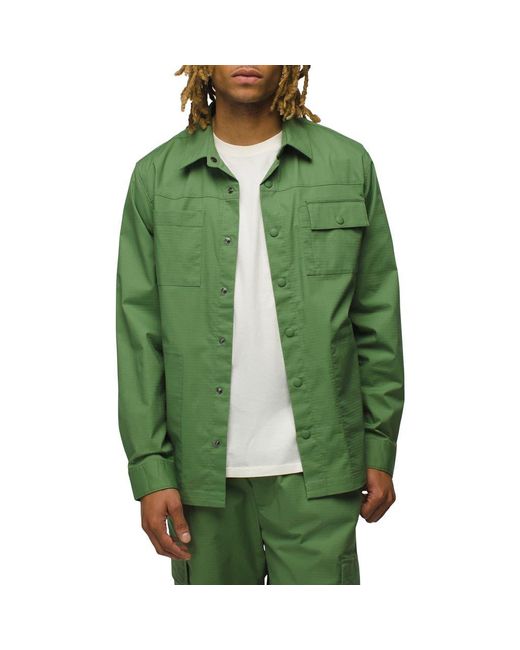 Prana Green Palisades Ripstop Upf Snap Front Field Shirt for men
