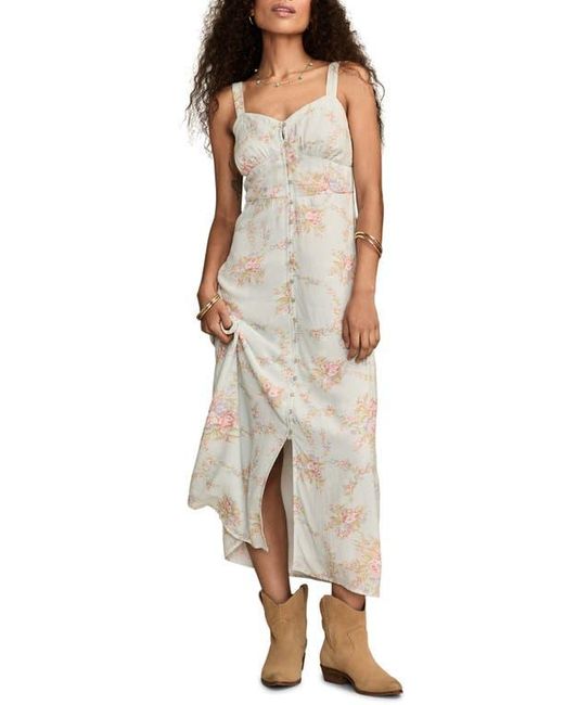 Lucky Brand Natural Floral Button-Up Midi Dress