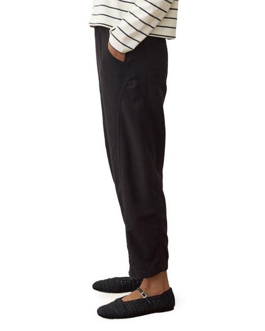 Marine Layer Black Jessie Pull-On Barrel Leg Twill Pants
