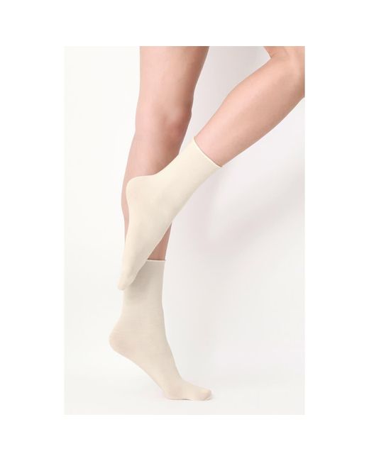Oroblu White Nives Blend Crew Socks