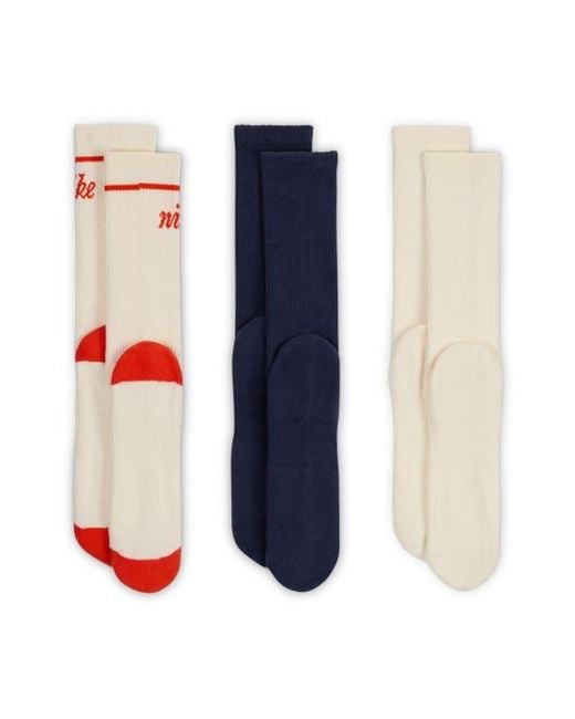 Nike White Assorted 3-Pack Dri-Fit Everyday Plus Cushioned Crew Socks for men
